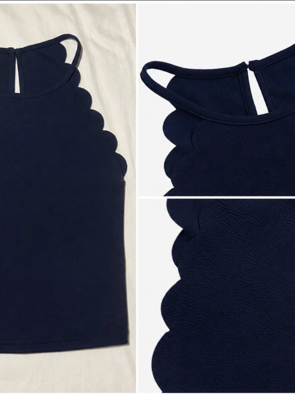 Navy Blue Scalloped Halter Crop Top Cutout Going Out Top